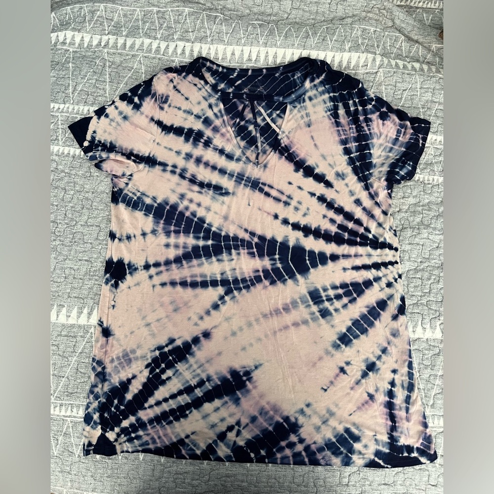 Torrid Pink and Blue Tie-Dye V-Neck Tee